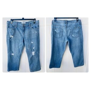 Aeropostale Womens Capri Crop Distressed Blue Jeans Size 13/14